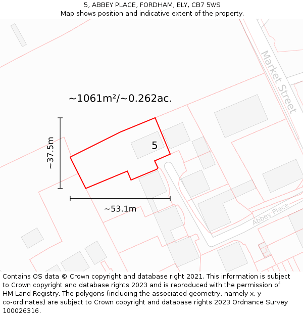 5, ABBEY PLACE, FORDHAM, ELY, CB7 5WS: Plot and title map
