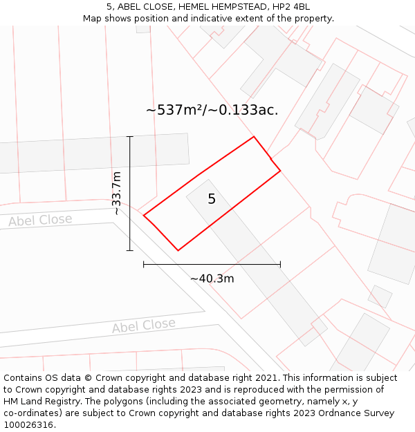 5, ABEL CLOSE, HEMEL HEMPSTEAD, HP2 4BL: Plot and title map