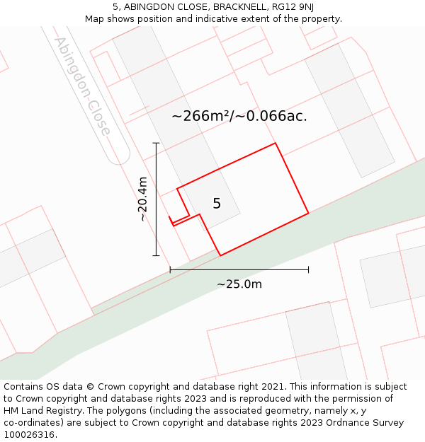 5, ABINGDON CLOSE, BRACKNELL, RG12 9NJ: Plot and title map