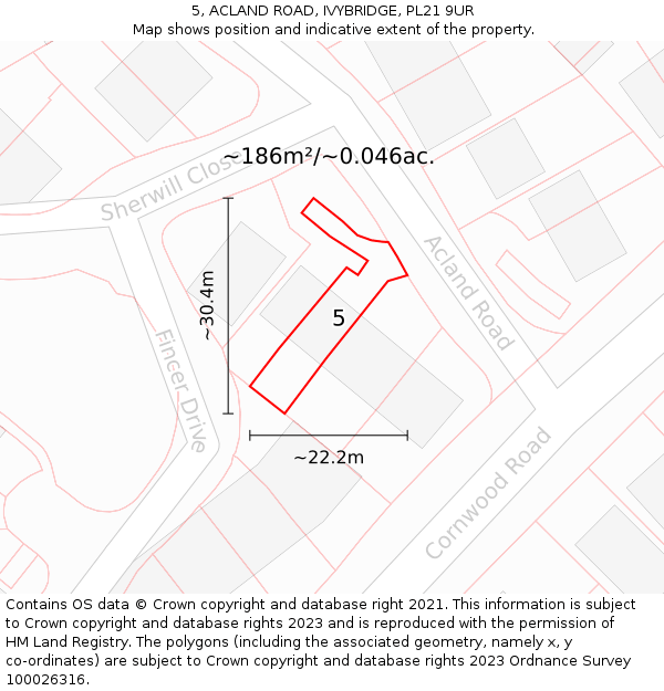 5, ACLAND ROAD, IVYBRIDGE, PL21 9UR: Plot and title map