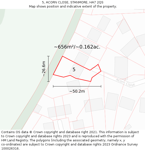 5, ACORN CLOSE, STANMORE, HA7 2QS: Plot and title map