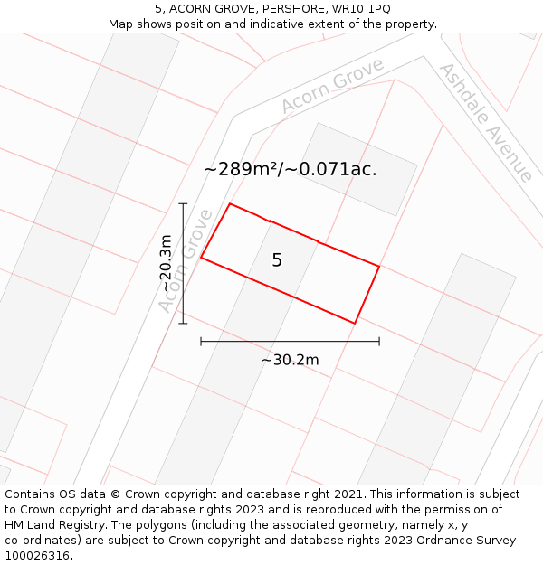 5, ACORN GROVE, PERSHORE, WR10 1PQ: Plot and title map