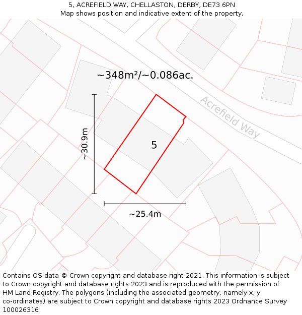 5, ACREFIELD WAY, CHELLASTON, DERBY, DE73 6PN: Plot and title map