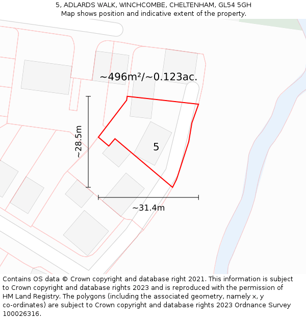 5, ADLARDS WALK, WINCHCOMBE, CHELTENHAM, GL54 5GH: Plot and title map