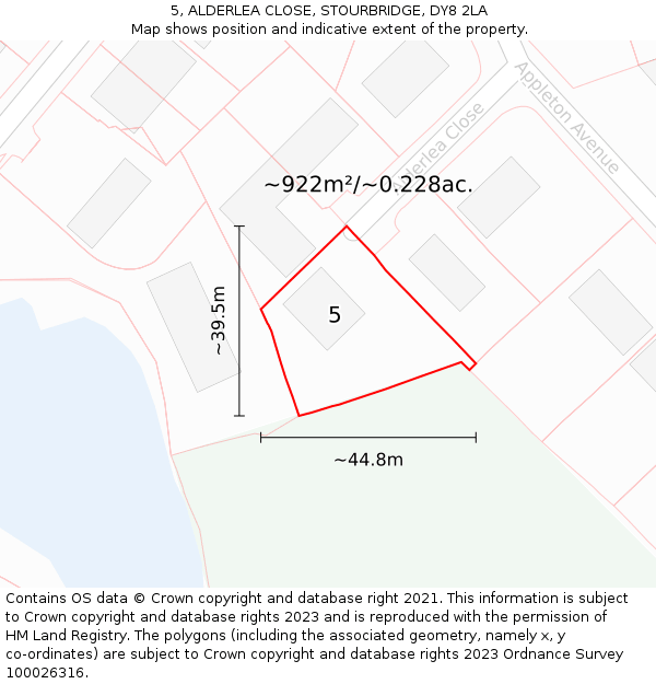 5, ALDERLEA CLOSE, STOURBRIDGE, DY8 2LA: Plot and title map