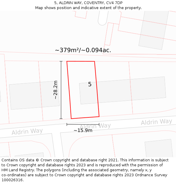 5, ALDRIN WAY, COVENTRY, CV4 7DP: Plot and title map