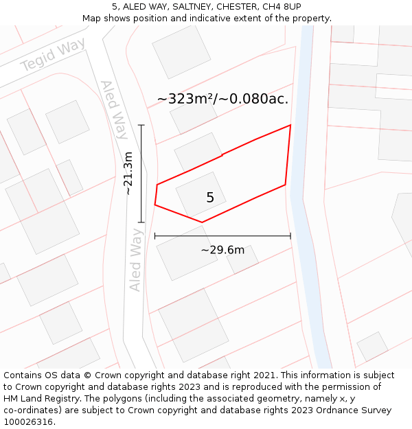 5, ALED WAY, SALTNEY, CHESTER, CH4 8UP: Plot and title map