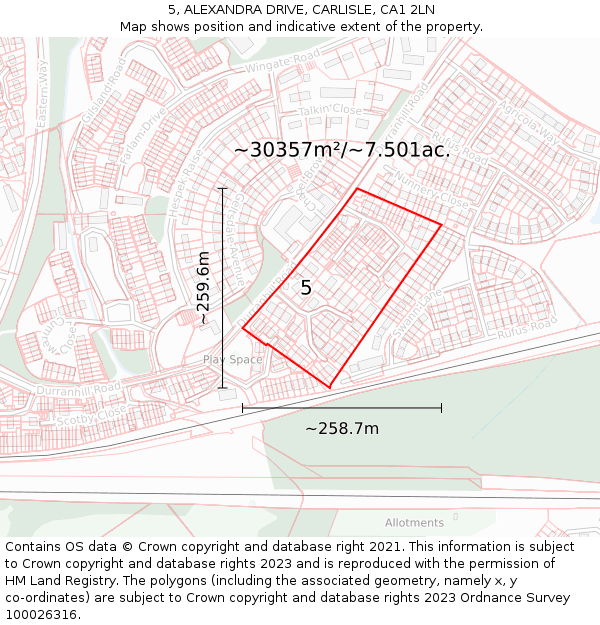 5, ALEXANDRA DRIVE, CARLISLE, CA1 2LN: Plot and title map