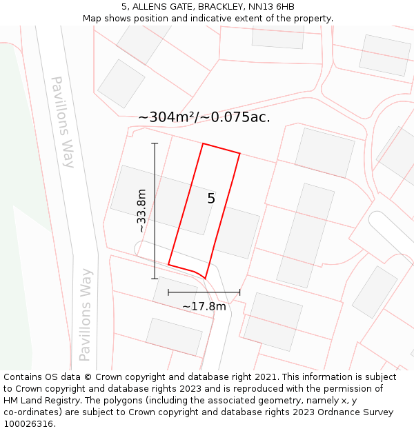 5, ALLENS GATE, BRACKLEY, NN13 6HB: Plot and title map