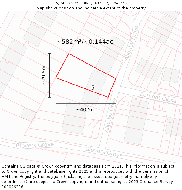 5, ALLONBY DRIVE, RUISLIP, HA4 7YU: Plot and title map