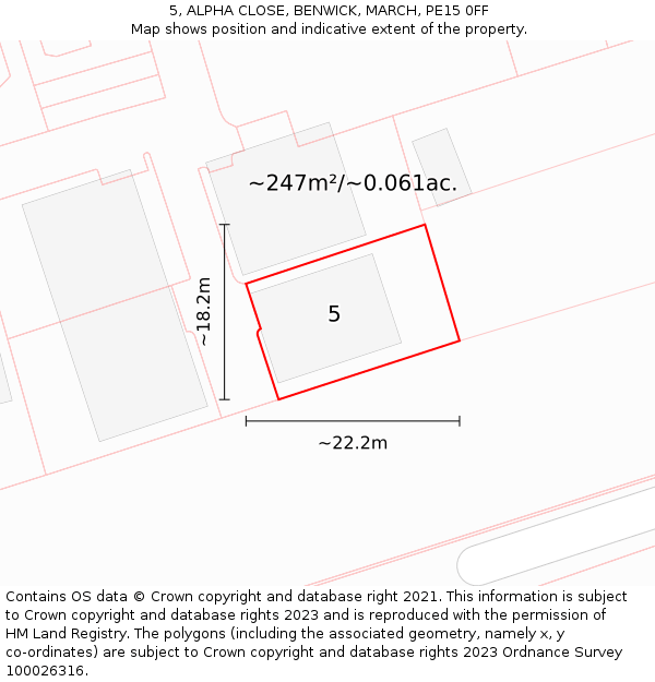 5, ALPHA CLOSE, BENWICK, MARCH, PE15 0FF: Plot and title map