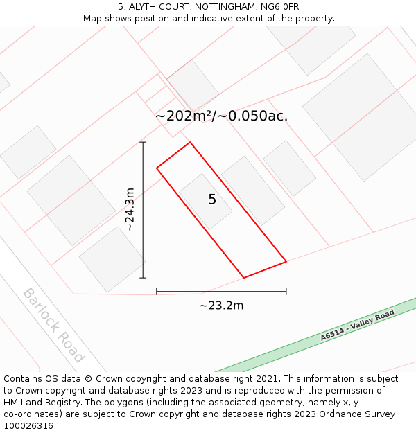 5, ALYTH COURT, NOTTINGHAM, NG6 0FR: Plot and title map