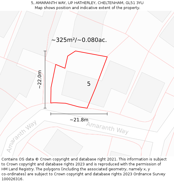5, AMARANTH WAY, UP HATHERLEY, CHELTENHAM, GL51 3YU: Plot and title map