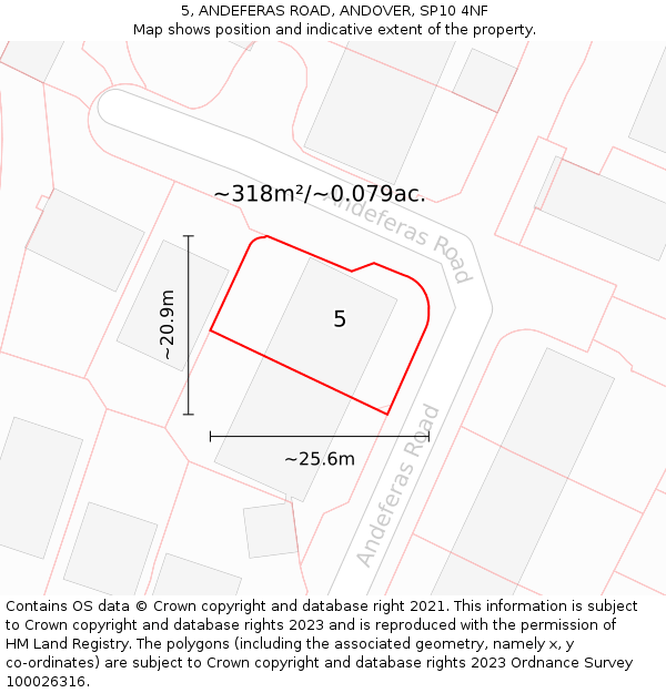 5, ANDEFERAS ROAD, ANDOVER, SP10 4NF: Plot and title map