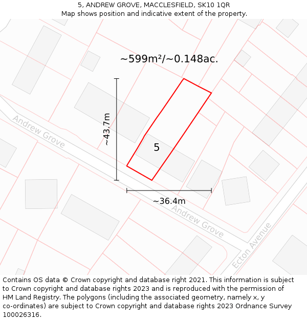 5, ANDREW GROVE, MACCLESFIELD, SK10 1QR: Plot and title map
