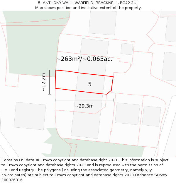 5, ANTHONY WALL, WARFIELD, BRACKNELL, RG42 3UL: Plot and title map