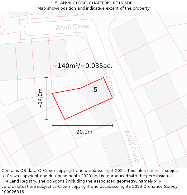 5, ANVIL CLOSE, CHATTERIS, PE16 6DP: Plot and title map