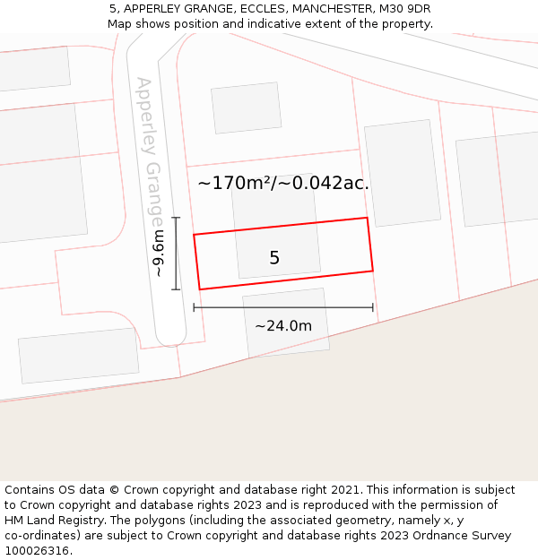 5, APPERLEY GRANGE, ECCLES, MANCHESTER, M30 9DR: Plot and title map