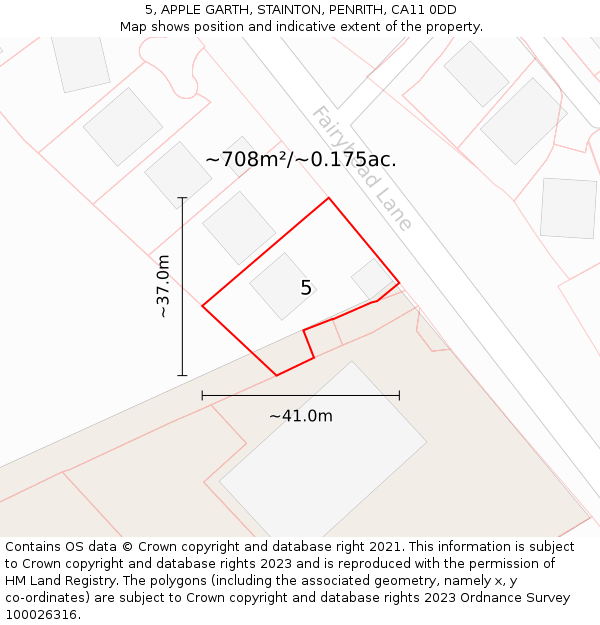 5, APPLE GARTH, STAINTON, PENRITH, CA11 0DD: Plot and title map