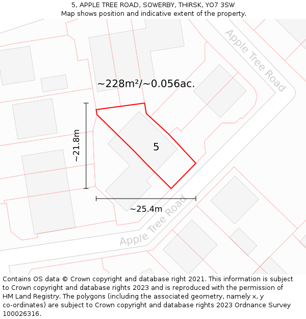 5, APPLE TREE ROAD, SOWERBY, THIRSK, YO7 3SW: Plot and title map