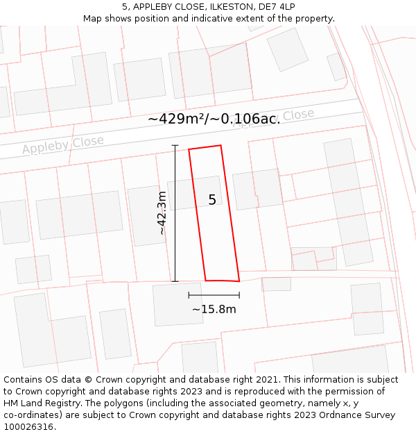 5, APPLEBY CLOSE, ILKESTON, DE7 4LP: Plot and title map