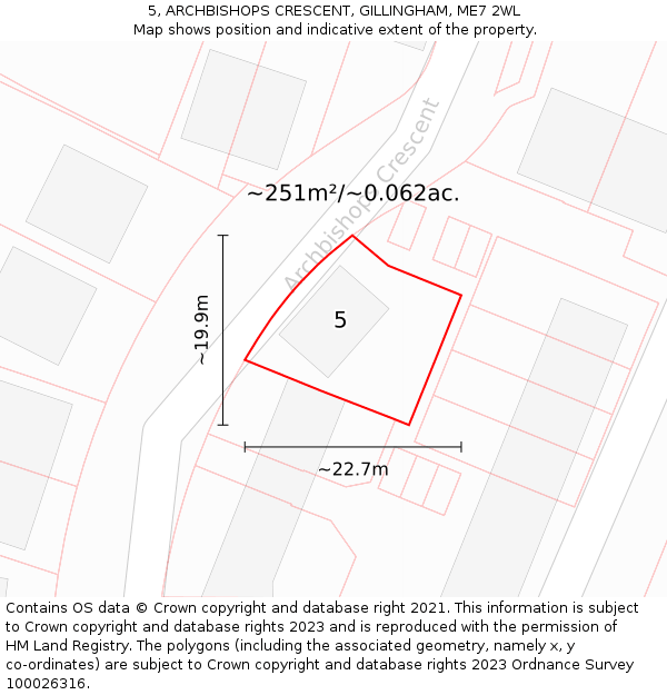 5, ARCHBISHOPS CRESCENT, GILLINGHAM, ME7 2WL: Plot and title map