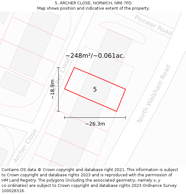 5, ARCHER CLOSE, NORWICH, NR6 7PD: Plot and title map