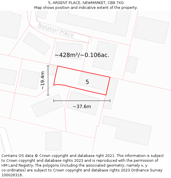 5, ARGENT PLACE, NEWMARKET, CB8 7XG: Plot and title map