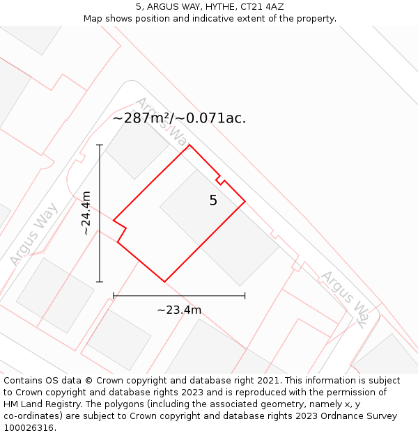 5, ARGUS WAY, HYTHE, CT21 4AZ: Plot and title map