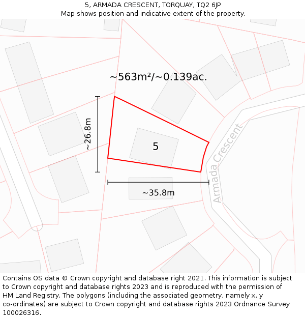 5, ARMADA CRESCENT, TORQUAY, TQ2 6JP: Plot and title map