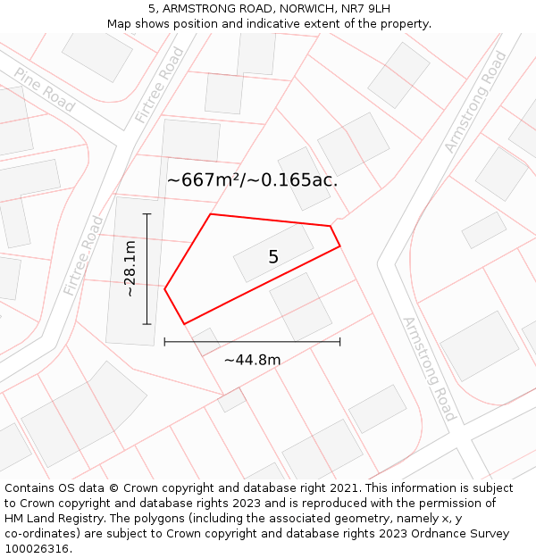 5, ARMSTRONG ROAD, NORWICH, NR7 9LH: Plot and title map