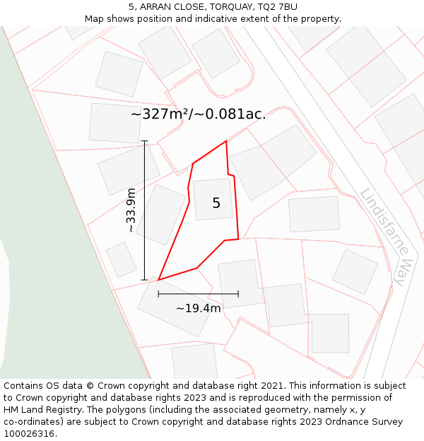 5, ARRAN CLOSE, TORQUAY, TQ2 7BU: Plot and title map