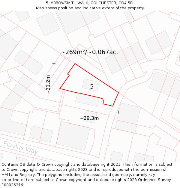 5, ARROWSMITH WALK, COLCHESTER, CO4 5FL: Plot and title map