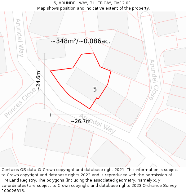 5, ARUNDEL WAY, BILLERICAY, CM12 0FL: Plot and title map