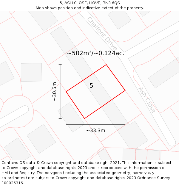 5, ASH CLOSE, HOVE, BN3 6QS: Plot and title map