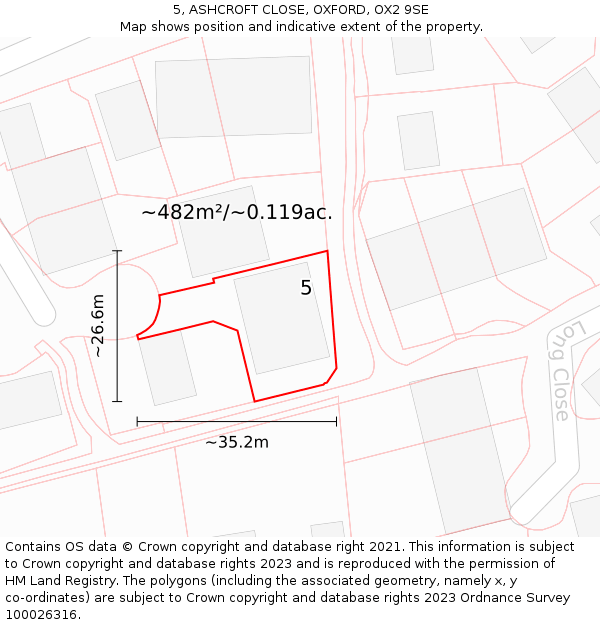 5, ASHCROFT CLOSE, OXFORD, OX2 9SE: Plot and title map