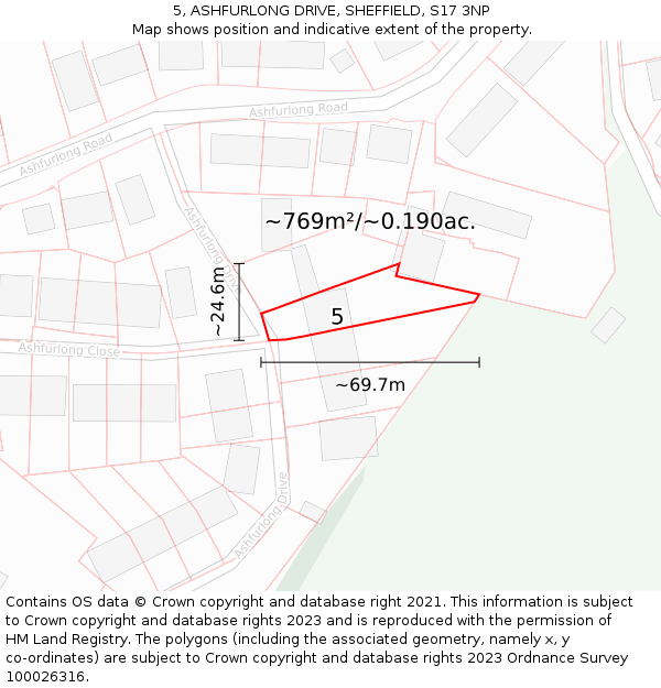 5, ASHFURLONG DRIVE, SHEFFIELD, S17 3NP: Plot and title map