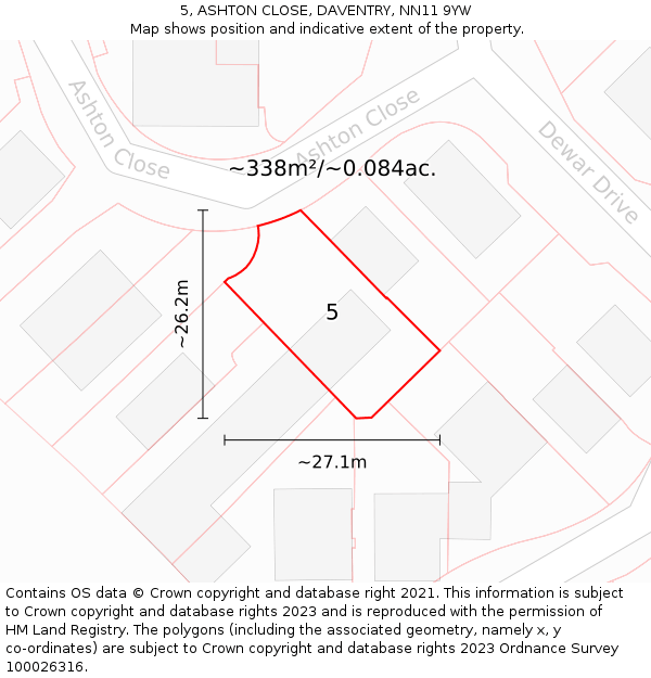 5, ASHTON CLOSE, DAVENTRY, NN11 9YW: Plot and title map