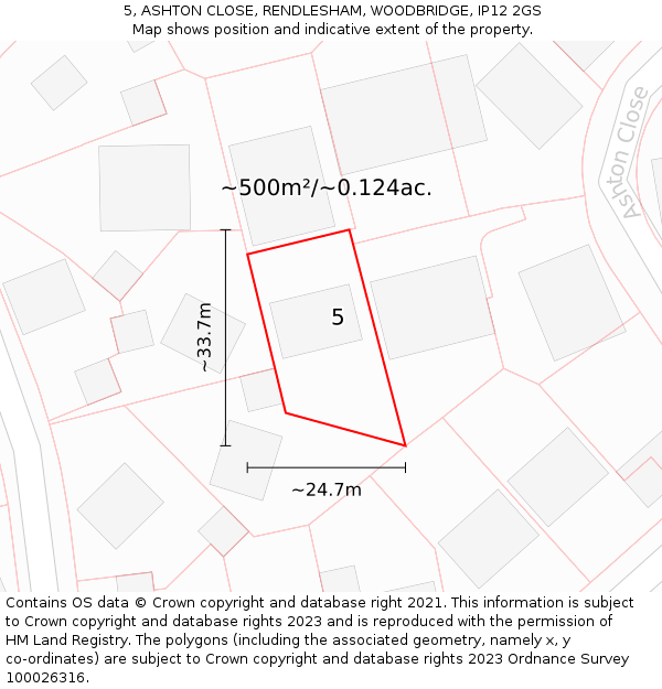 5, ASHTON CLOSE, RENDLESHAM, WOODBRIDGE, IP12 2GS: Plot and title map