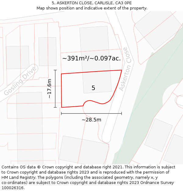5, ASKERTON CLOSE, CARLISLE, CA3 0PE: Plot and title map