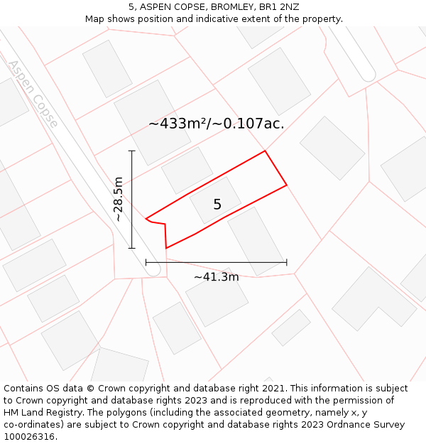5, ASPEN COPSE, BROMLEY, BR1 2NZ: Plot and title map