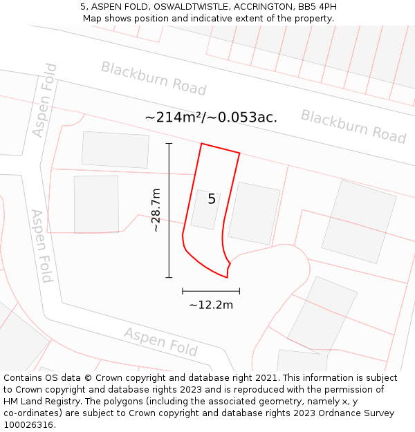 5, ASPEN FOLD, OSWALDTWISTLE, ACCRINGTON, BB5 4PH: Plot and title map