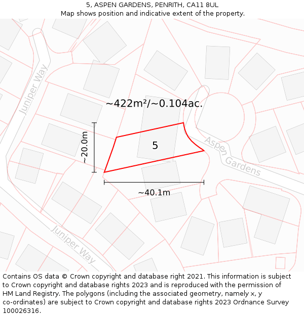 5, ASPEN GARDENS, PENRITH, CA11 8UL: Plot and title map