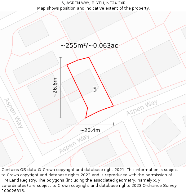 5, ASPEN WAY, BLYTH, NE24 3XP: Plot and title map