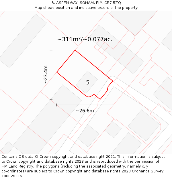 5, ASPEN WAY, SOHAM, ELY, CB7 5ZQ: Plot and title map