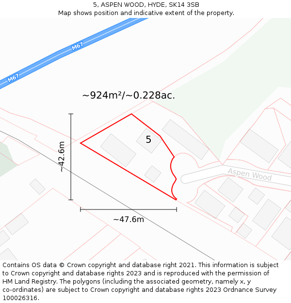 5, ASPEN WOOD, HYDE, SK14 3SB: Plot and title map