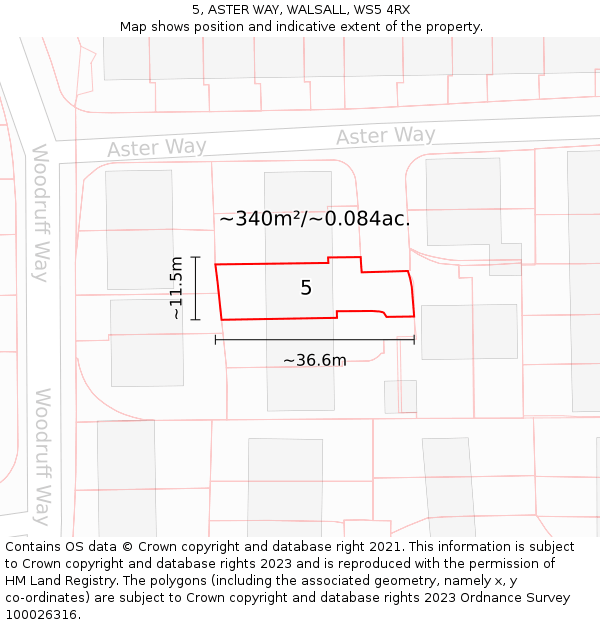 5, ASTER WAY, WALSALL, WS5 4RX: Plot and title map