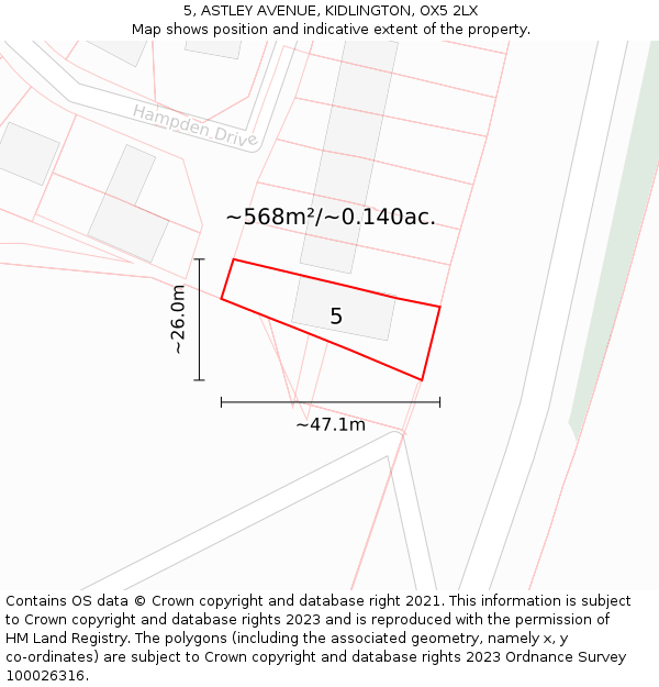 5, ASTLEY AVENUE, KIDLINGTON, OX5 2LX: Plot and title map