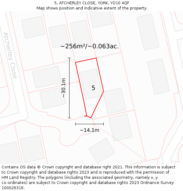 5, ATCHERLEY CLOSE, YORK, YO10 4QF: Plot and title map