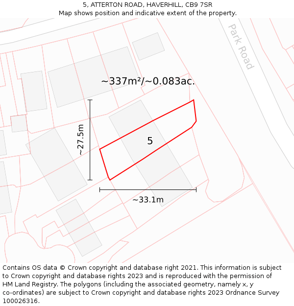 5, ATTERTON ROAD, HAVERHILL, CB9 7SR: Plot and title map